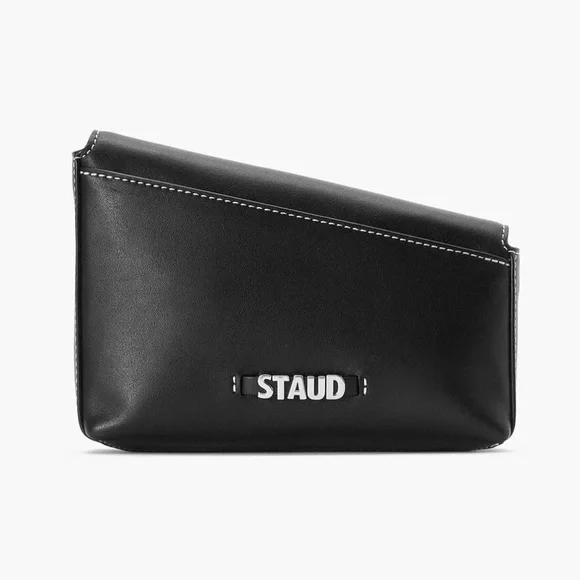 Staud Acute Black Leather Small Convertible Crossbody/ Clutch/ Shoulder Bag NWT